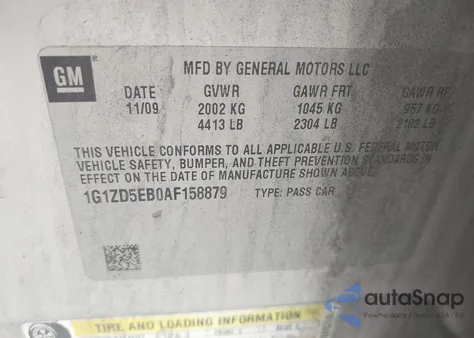 2010 Chevrolet Malibu Lt from USA, damaged, VIN 1G1ZD5EB0AF158879